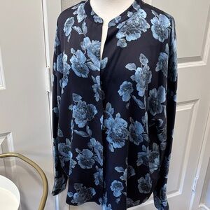 GUC Silk Vince Blue Floral Blouse